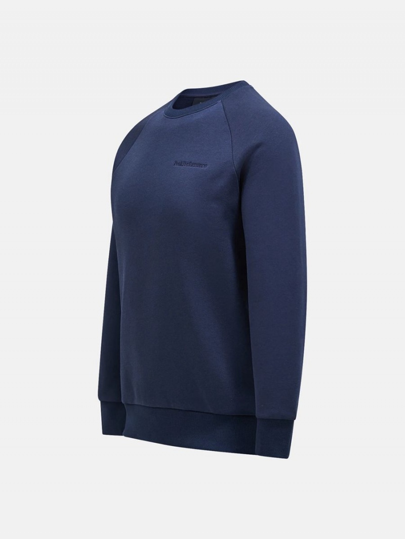 Peak Performance Original Small Logo Crew Men's Sweatshirt Navy | TFT78-825