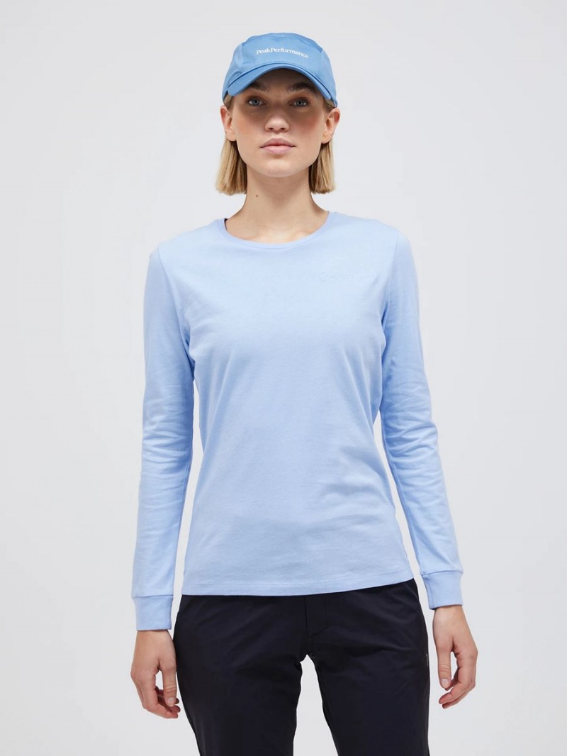 Peak Performance Original Small Logo Long Sleeve Women's T-Shirt Blue | GNM12-198