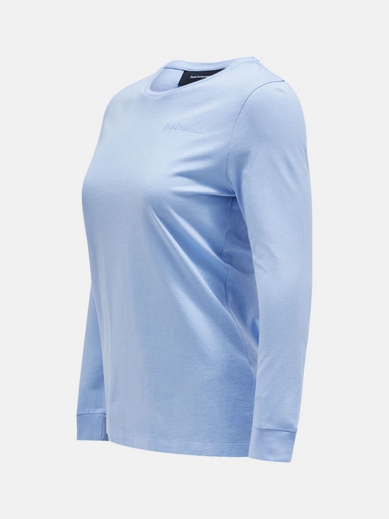 Peak Performance Original Small Logo Long Sleeve Women's T-Shirt Blue | GNM12-198