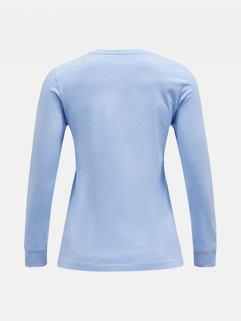 Peak Performance Original Small Logo Long Sleeve Women's T-Shirt Blue | GNM12-198