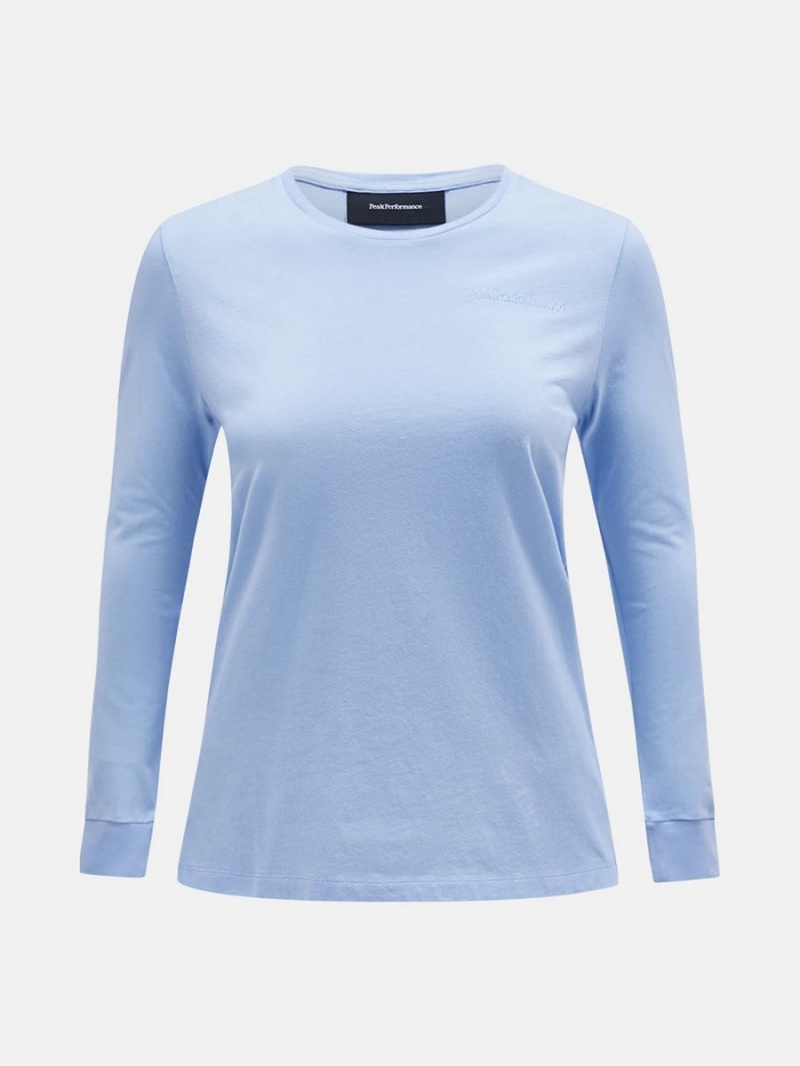 Peak Performance Original Small Logo Long Sleeve Women\'s T-Shirt Blue | GNM12-198