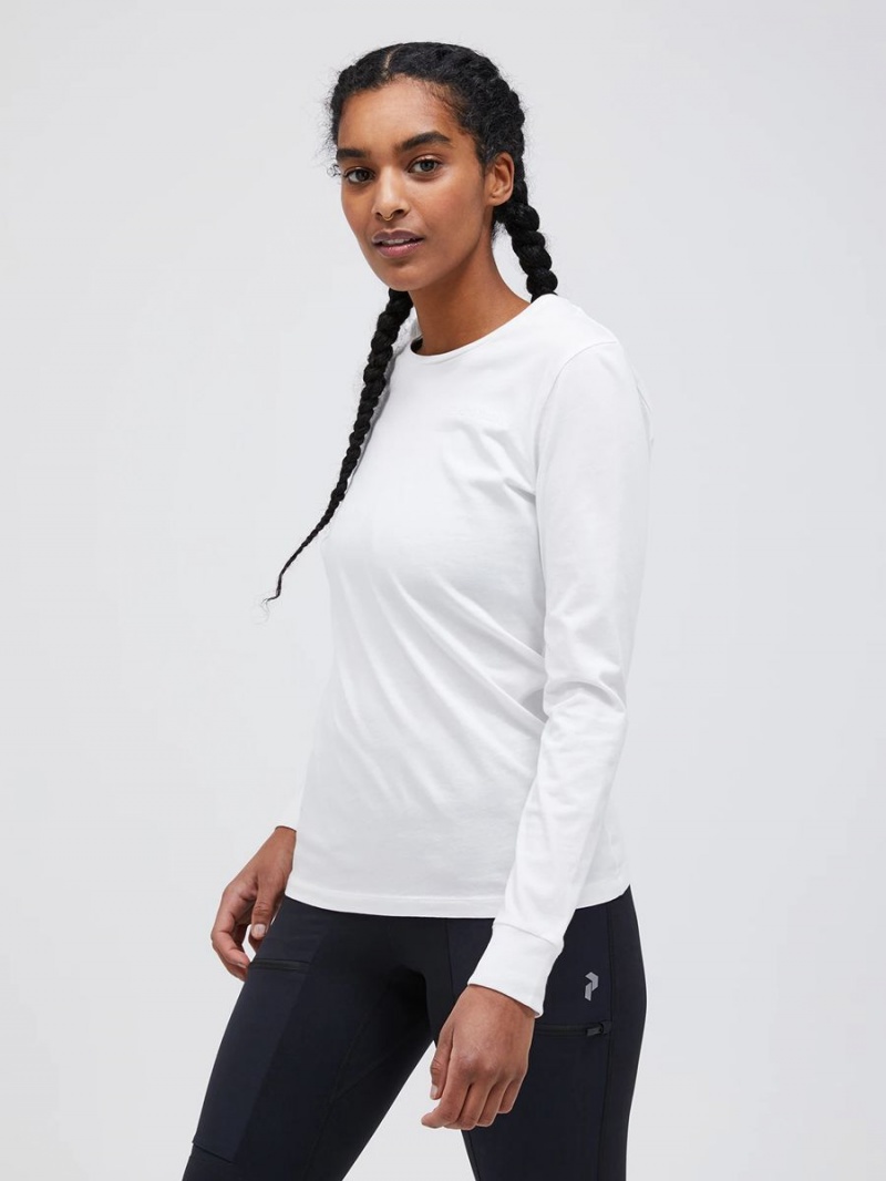 Peak Performance Original Small Logo Long Sleeve Women's T-Shirt White | OZR16-262