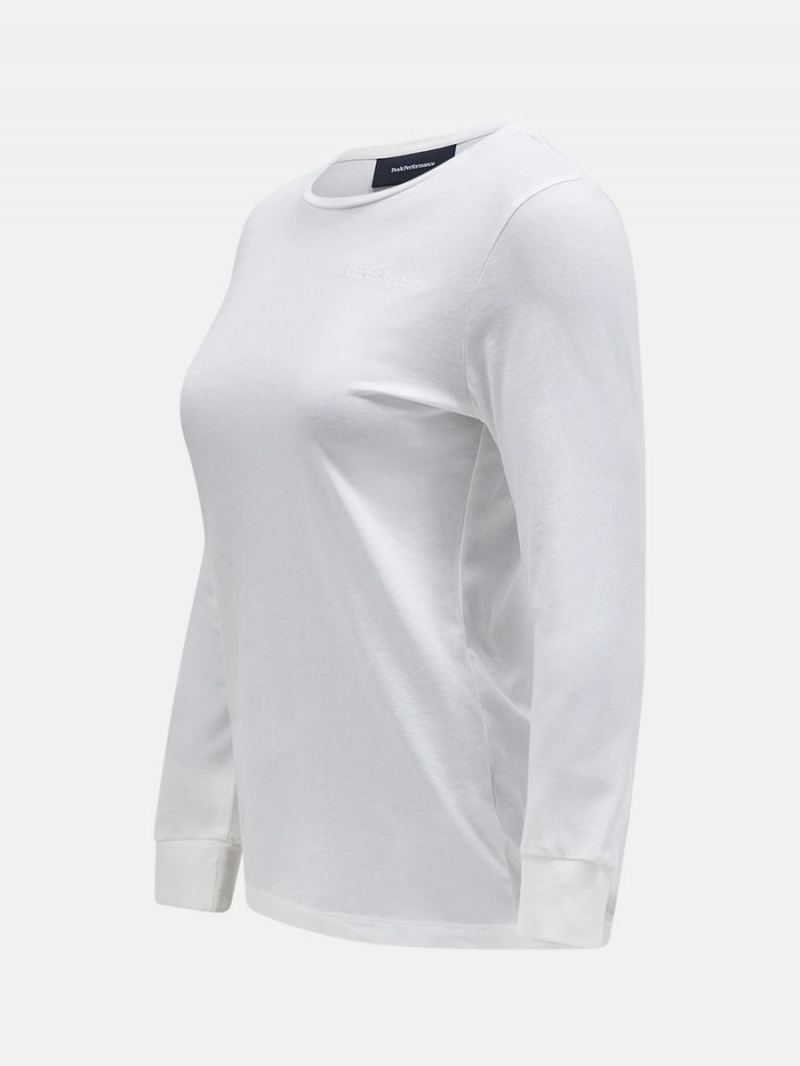 Peak Performance Original Small Logo Long Sleeve Women's T-Shirt White | OZR16-262