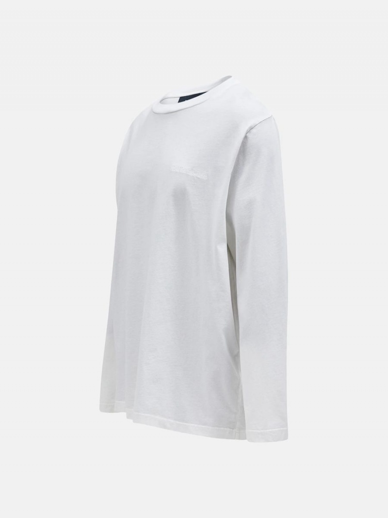 Peak Performance Original Small Logo Long Sleeve Men's T-Shirt White | DFX99-939