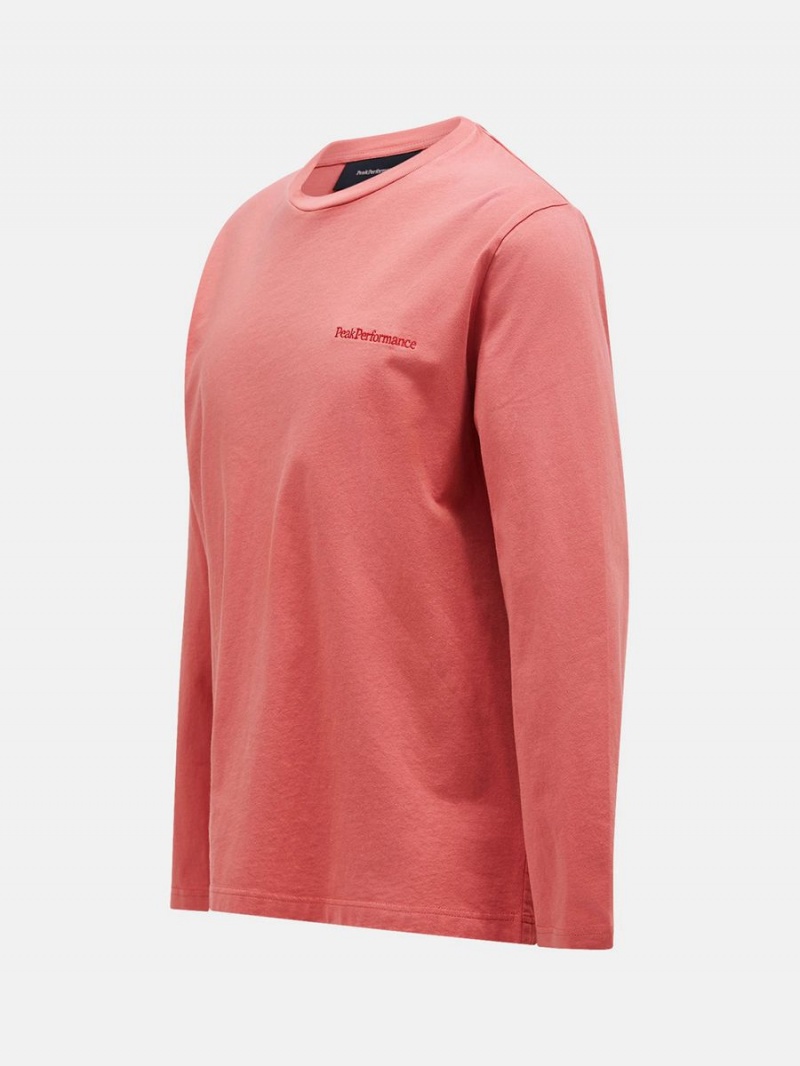 Peak Performance Original Small Logo Long Sleeve Men's T-Shirt Pink | PDL49-403