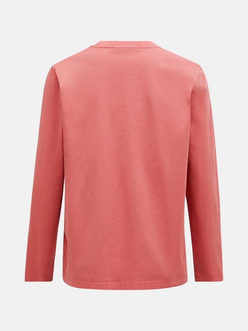 Peak Performance Original Small Logo Long Sleeve Men's T-Shirt Pink | PDL49-403