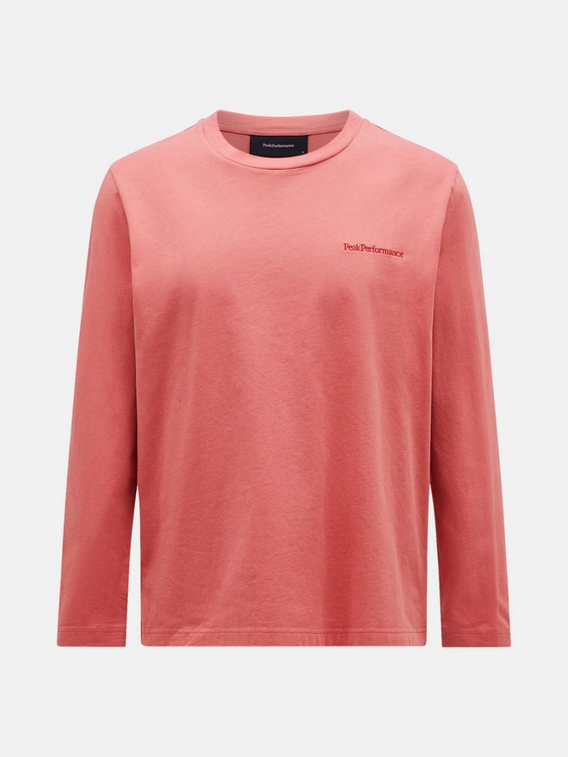 Peak Performance Original Small Logo Long Sleeve Men\'s T-Shirt Pink | PDL49-403