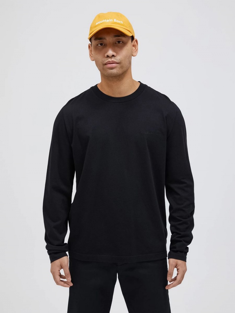 Peak Performance Original Small Logo Long Sleeve Men's T-Shirt Black | VGW66-727