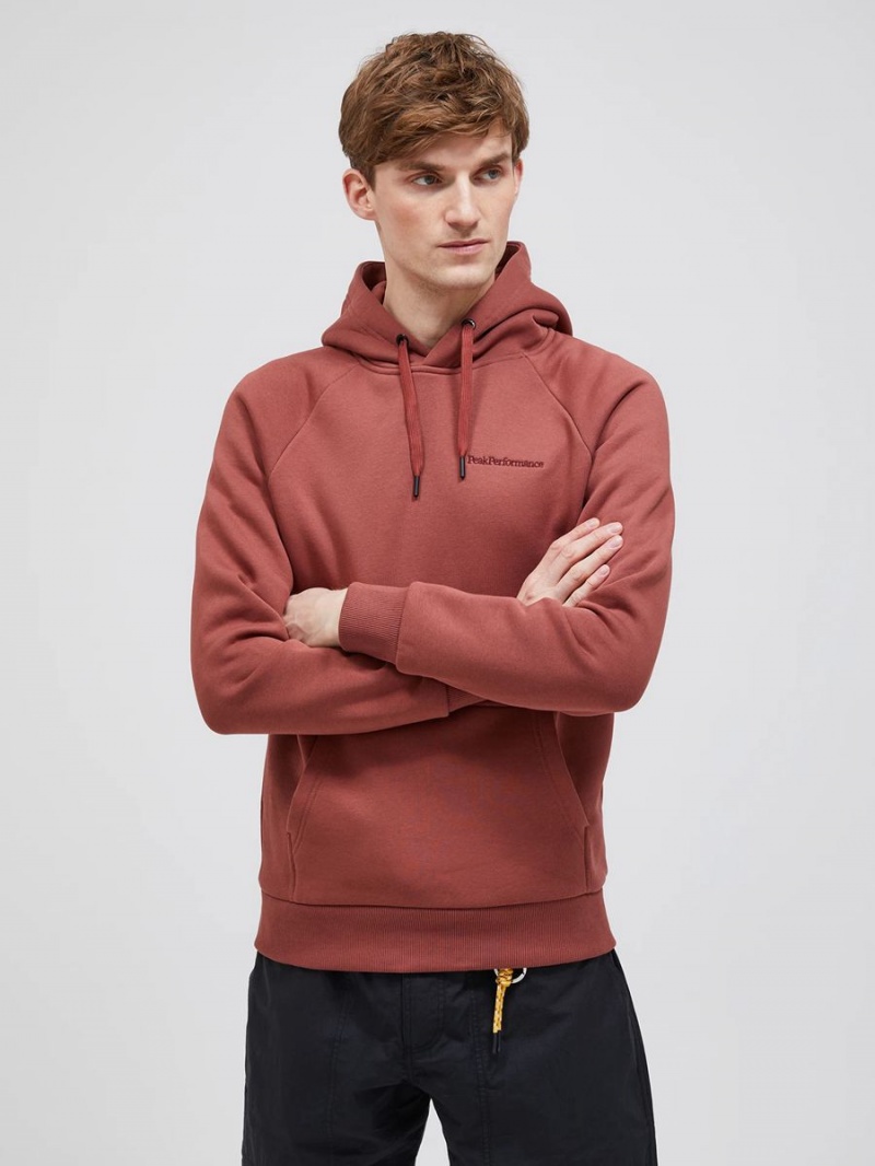 Peak Performance Original Small Logo Men's Hoodie Burgundy | ODO31-471