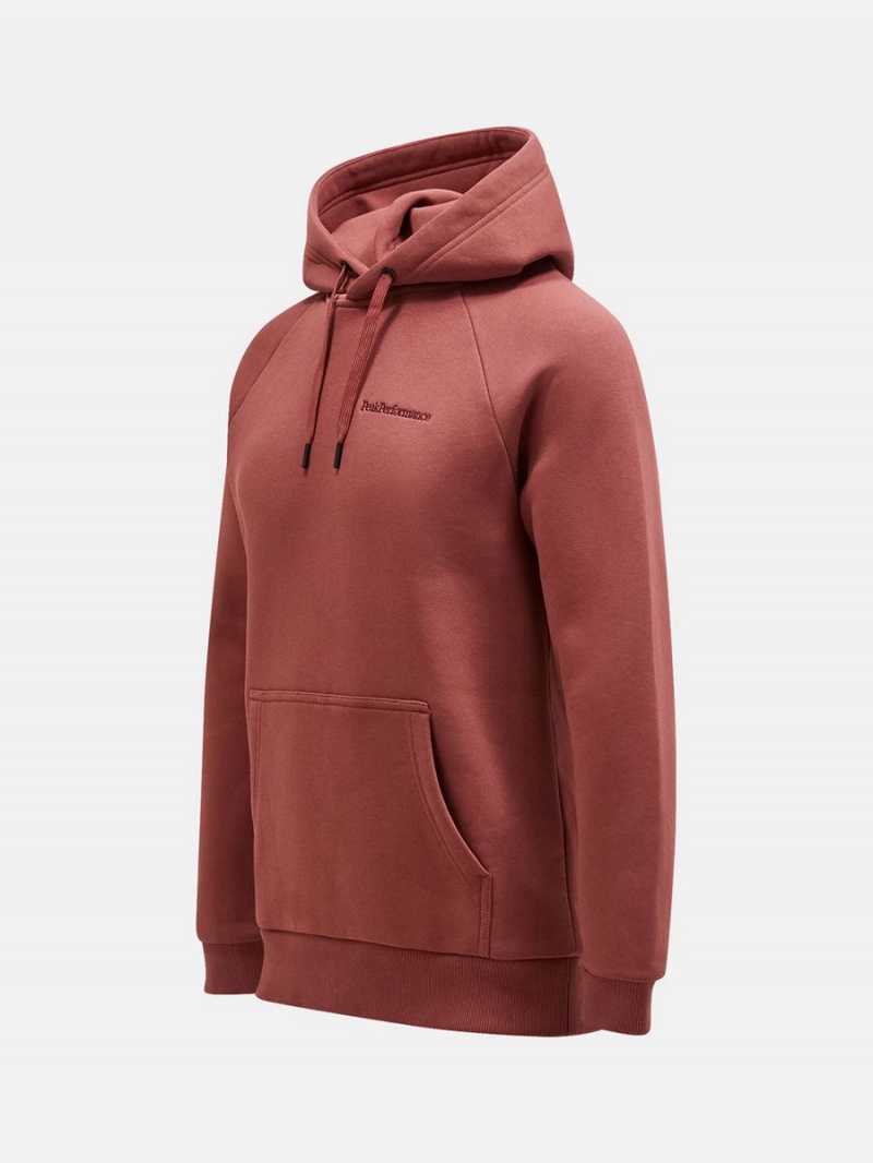 Peak Performance Original Small Logo Men's Hoodie Burgundy | ODO31-471