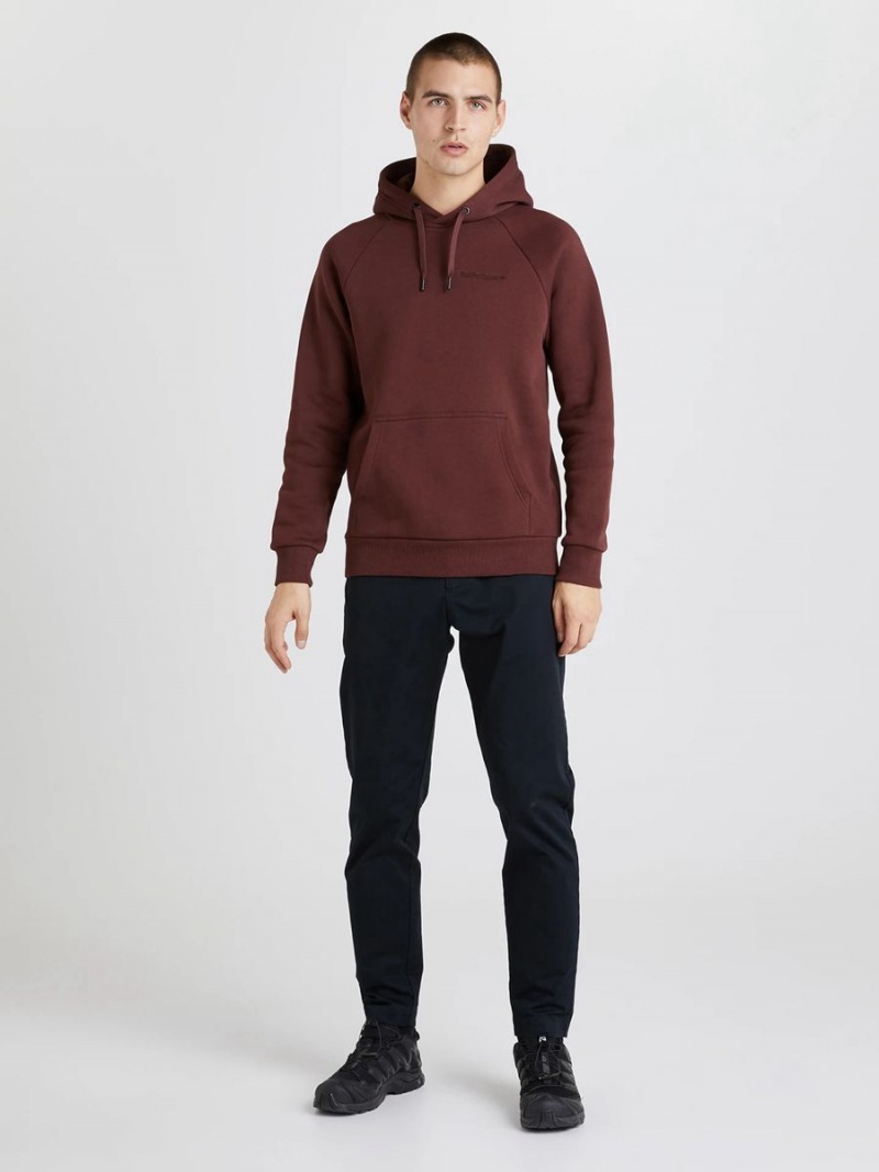 Peak Performance Original Small Logo Men's Hoodie Burgundy | OKL00-729