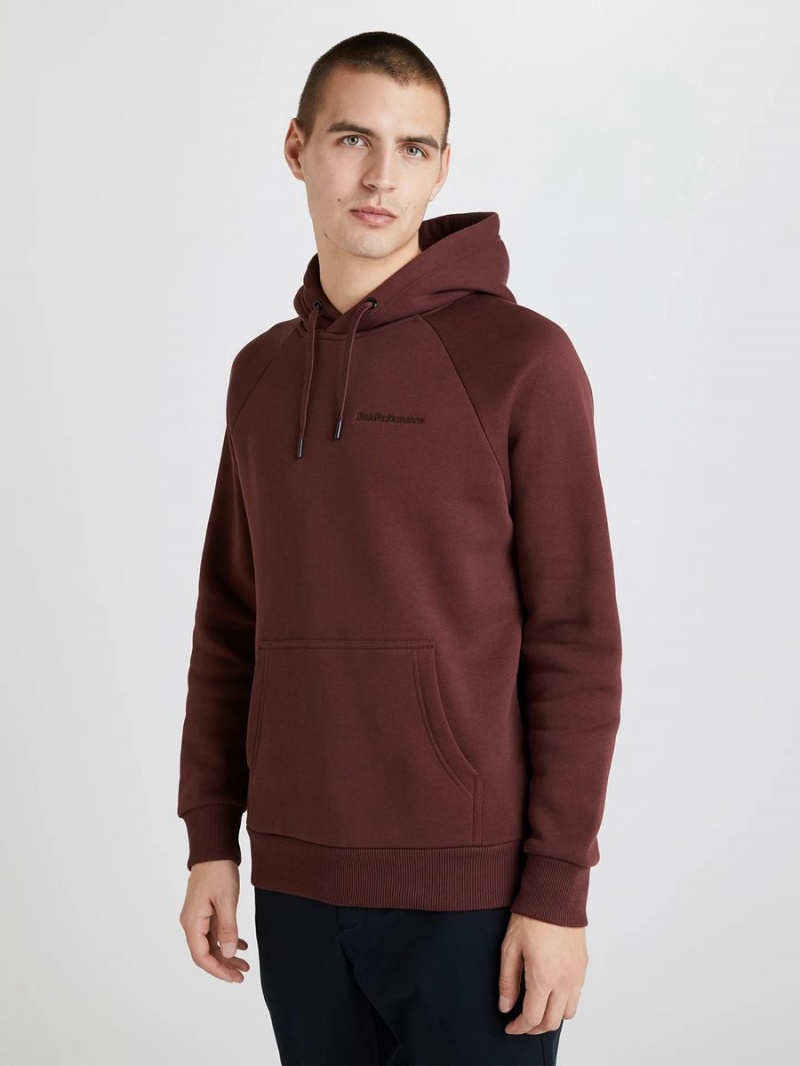 Peak Performance Original Small Logo Men's Hoodie Burgundy | OKL00-729