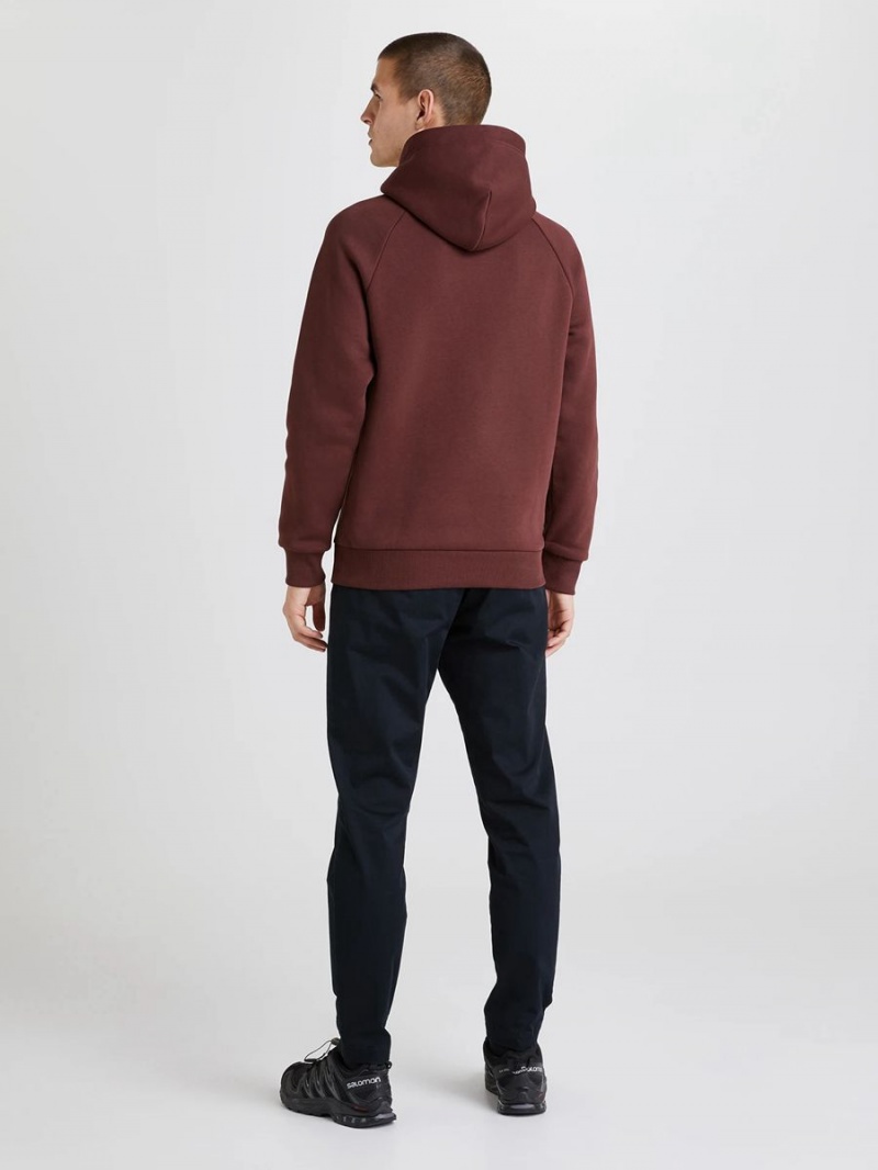 Peak Performance Original Small Logo Men's Hoodie Burgundy | OKL00-729