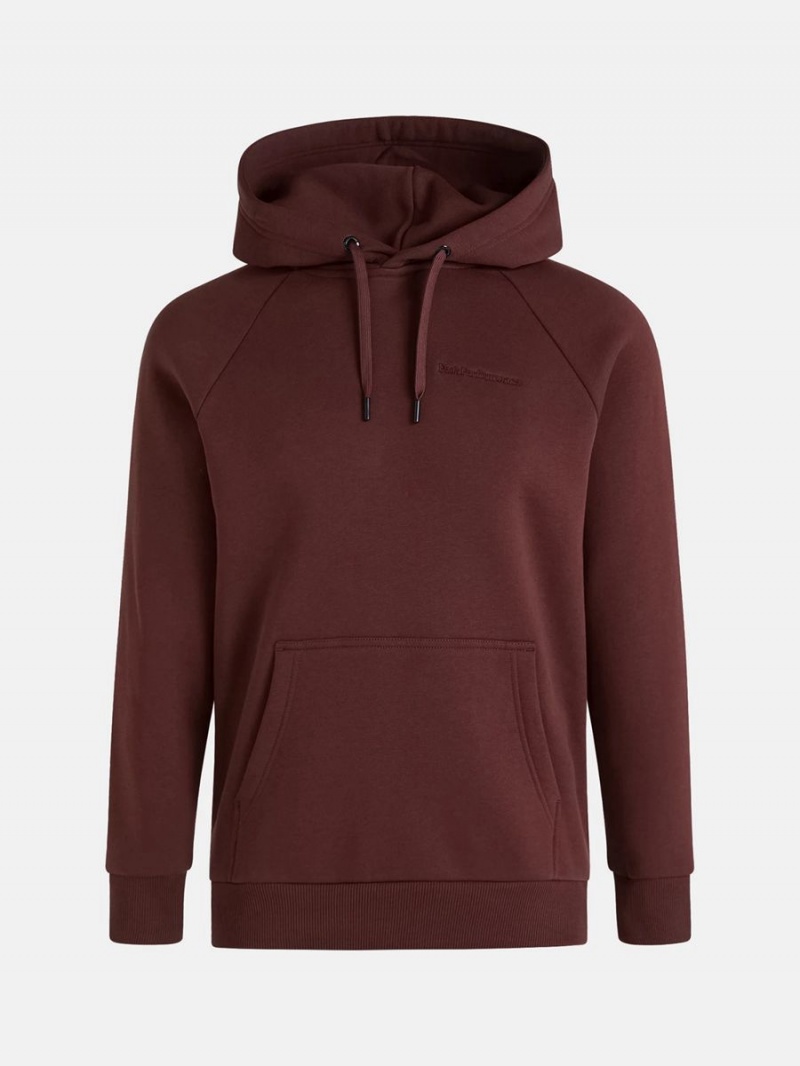 Peak Performance Original Small Logo Men\'s Hoodie Burgundy | OKL00-729