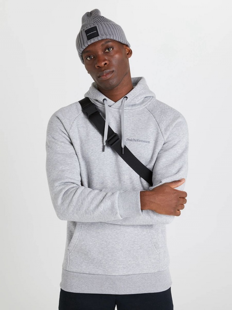 Peak Performance Original Small Logo Men's Hoodie Grey | DFI94-881