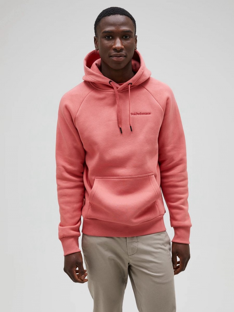 Peak Performance Original Small Logo Men's Hoodie Pink | UOU41-275