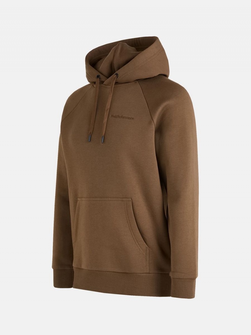 Peak Performance Original Small Logo Men's Hoodie Brown | GHG17-893