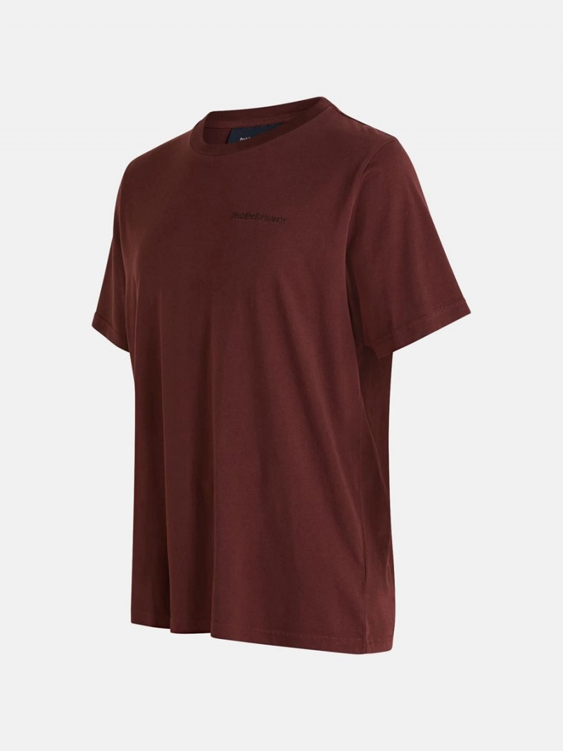 Peak Performance Original Small Logo Men's T-Shirt Burgundy | DMW80-195