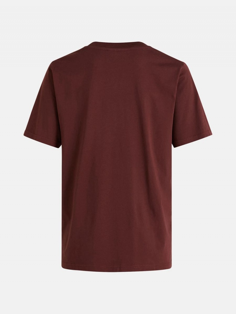 Peak Performance Original Small Logo Men's T-Shirt Burgundy | DMW80-195