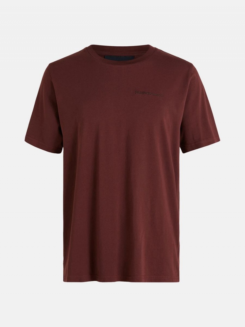 Peak Performance Original Small Logo Men\'s T-Shirt Burgundy | DMW80-195