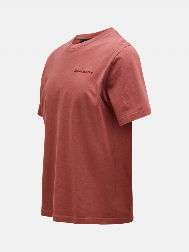 Peak Performance Original Small Logo Men's T-Shirt Burgundy | KZL68-747