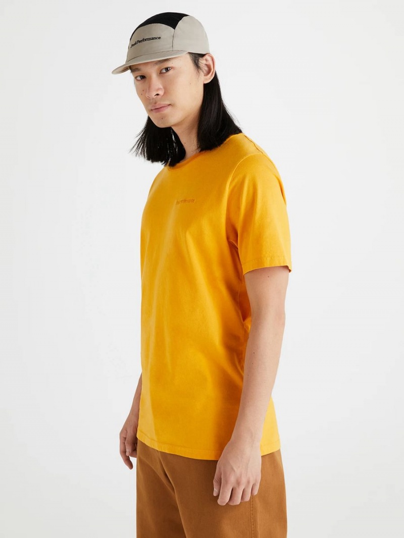 Peak Performance Original Small Logo Men's T-Shirt Yellow | MKZ23-530