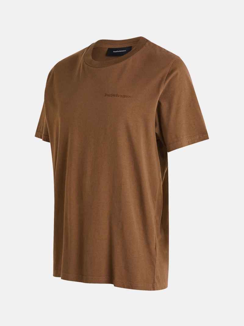 Peak Performance Original Small Logo Men's T-Shirt Brown | QLO92-748