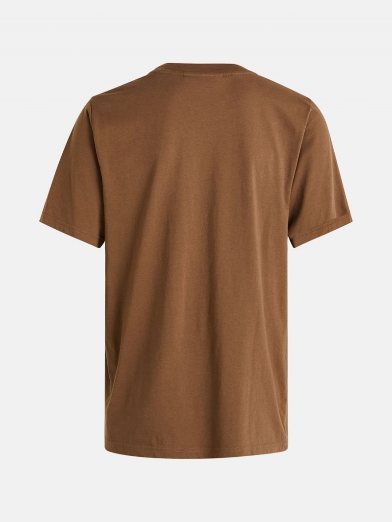 Peak Performance Original Small Logo Men's T-Shirt Brown | QLO92-748