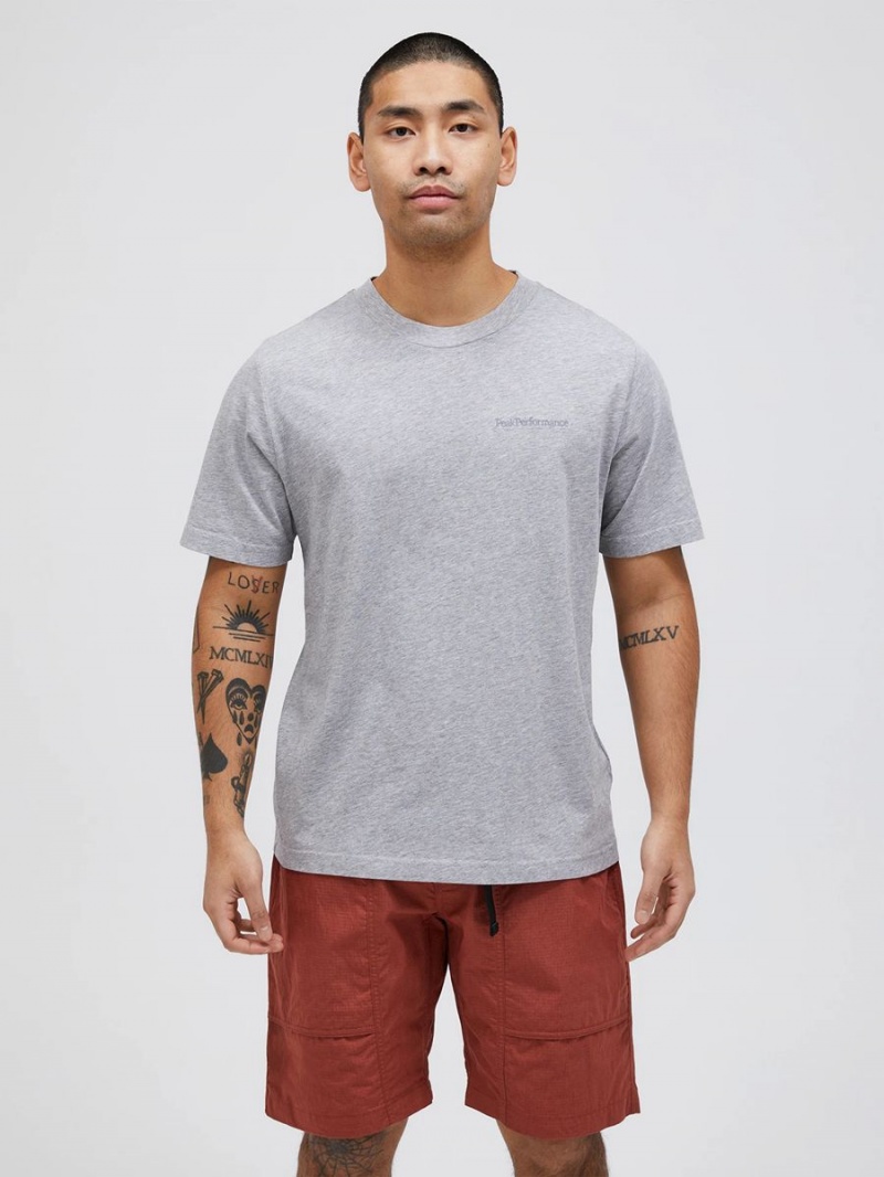 Peak Performance Original Small Logo Men's T-Shirt Grey | KWJ36-651