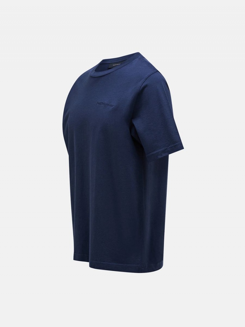 Peak Performance Original Small Logo Men's T-Shirt Navy | MOK26-988