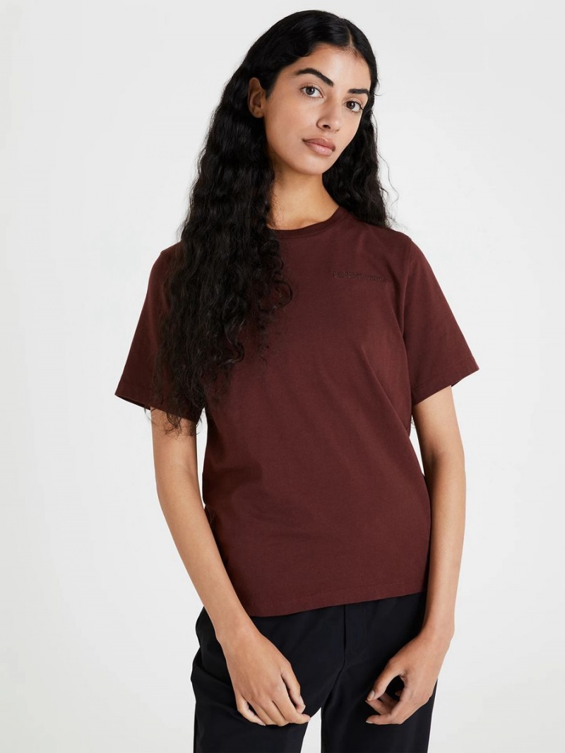 Peak Performance Original Small Logo Women's T-Shirt Burgundy | CXC62-000