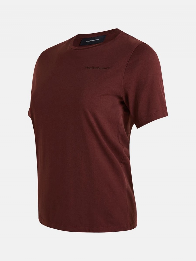 Peak Performance Original Small Logo Women's T-Shirt Burgundy | CXC62-000