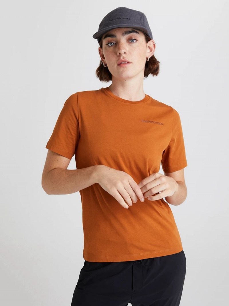 Peak Performance Original Small Logo Women's T-Shirt Orange | PVM19-209