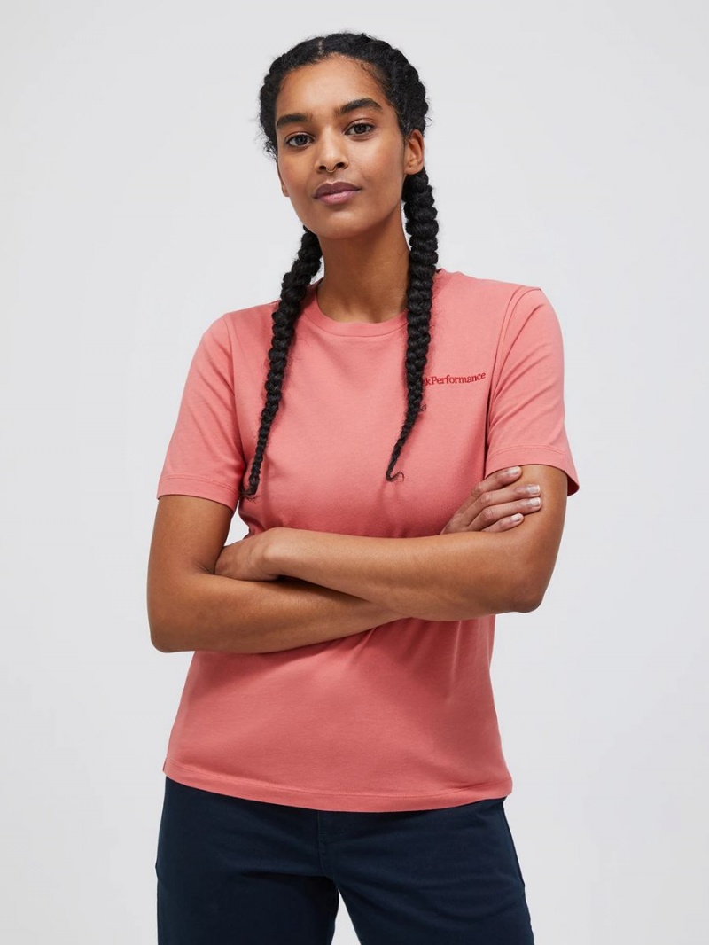 Peak Performance Original Small Logo Women's T-Shirt Pink | ORA36-913