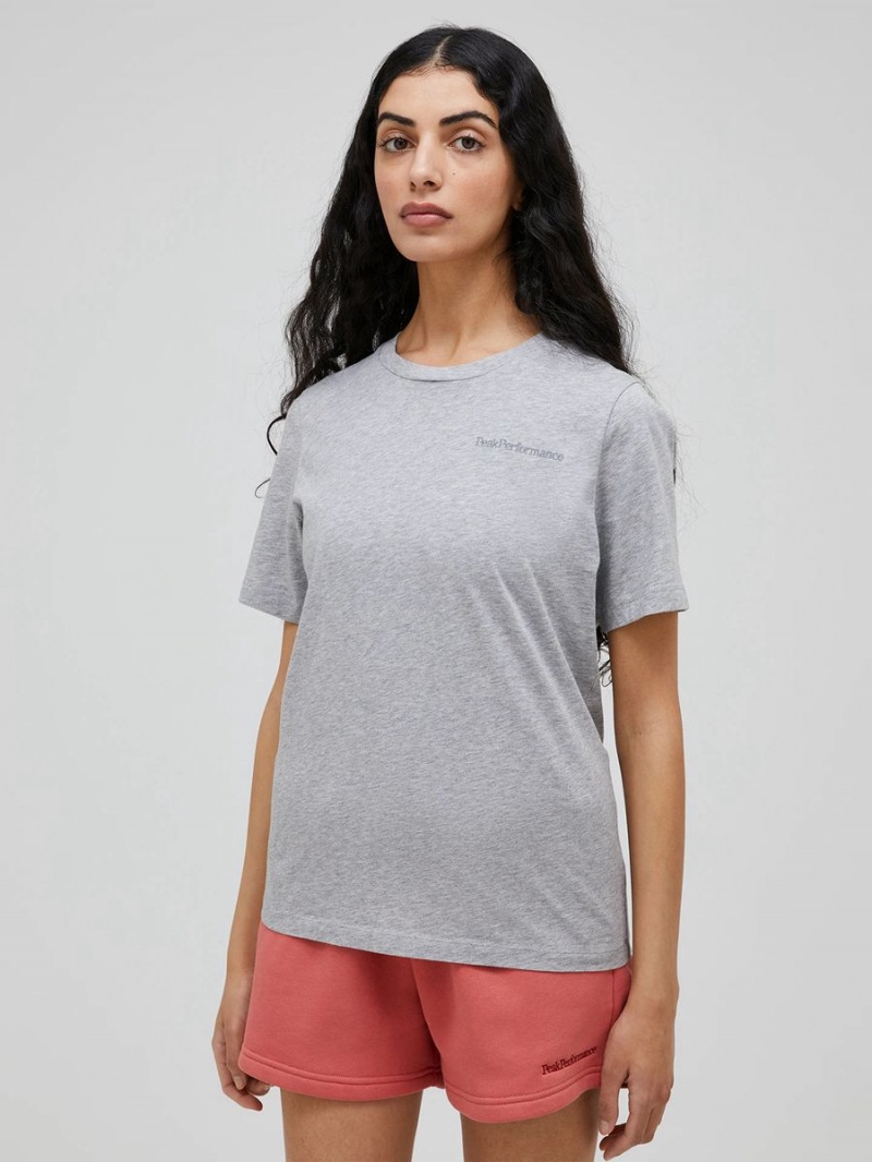 Peak Performance Original Small Logo Women's T-Shirt Grey | KQO31-218