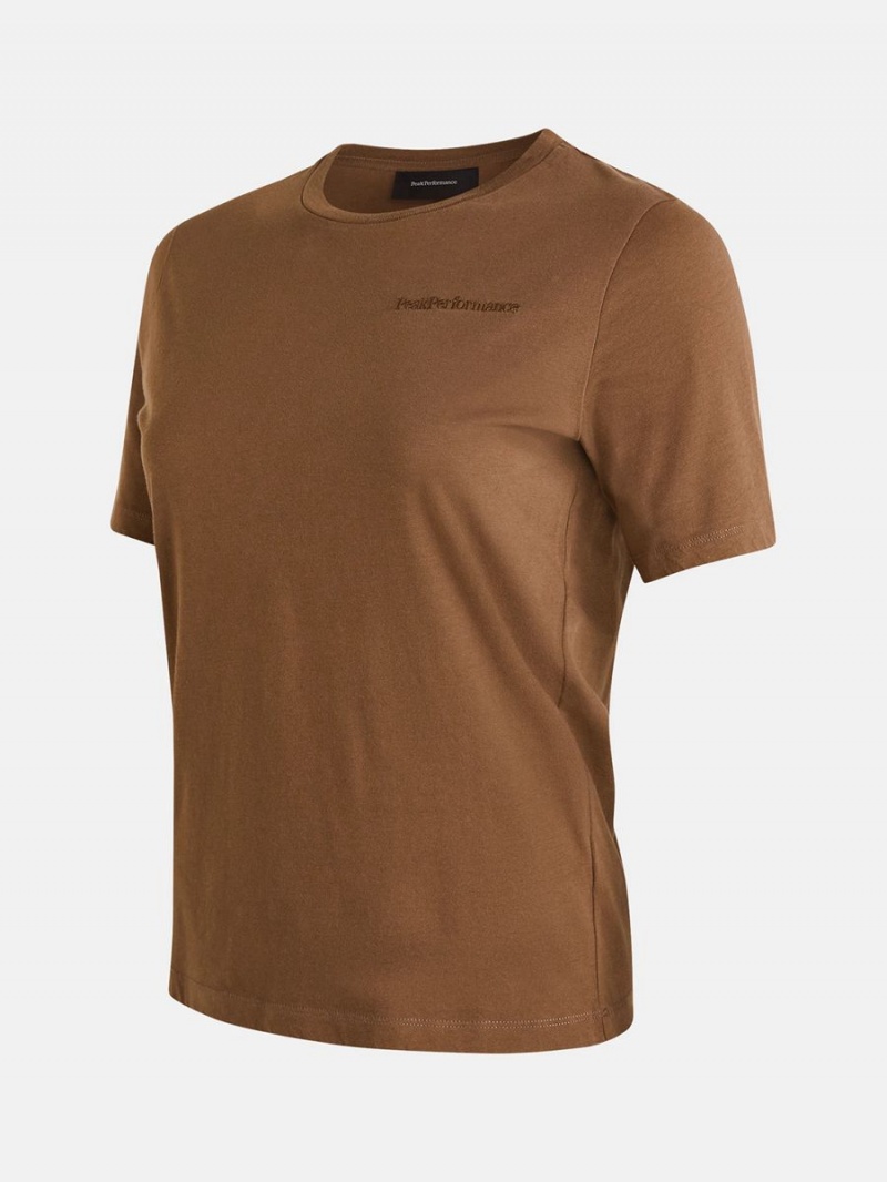 Peak Performance Original Small Logo Women's T-Shirt Brown | OVV20-064