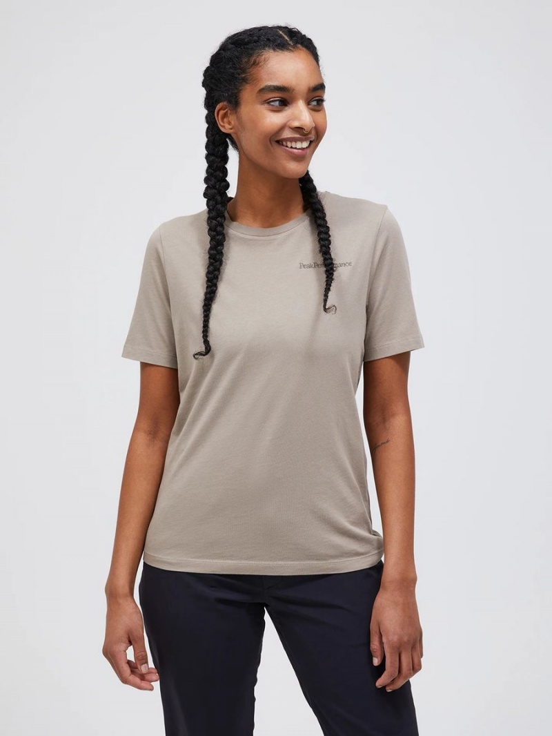 Peak Performance Original Small Logo Women's T-Shirt Beige | KUX13-977