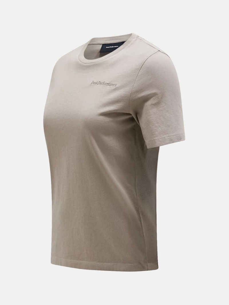 Peak Performance Original Small Logo Women's T-Shirt Beige | KUX13-977