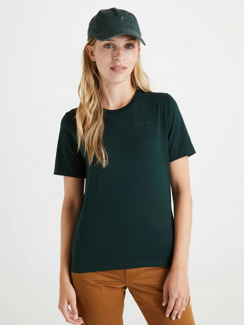 Peak Performance Original Small Logo Women's T-Shirt Green | EZK94-555