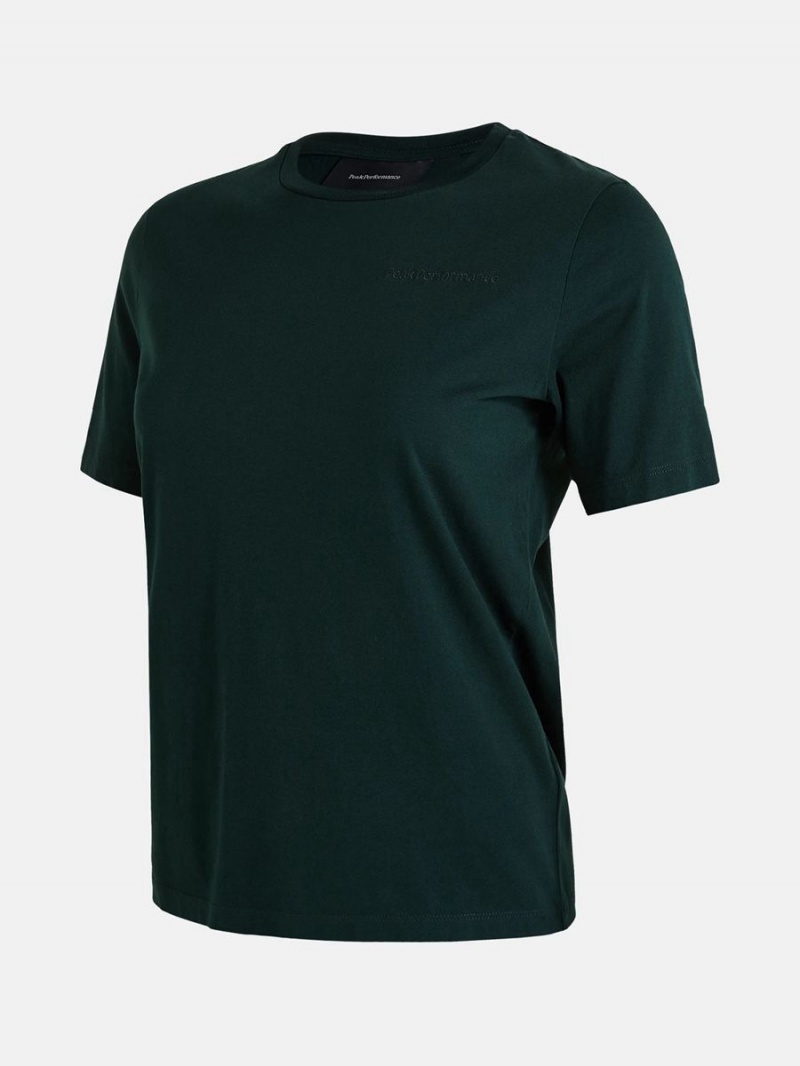 Peak Performance Original Small Logo Women's T-Shirt Green | EZK94-555