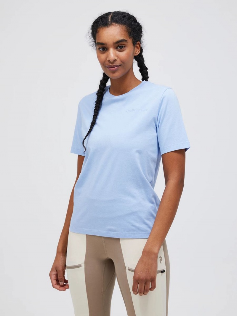 Peak Performance Original Small Logo Women's T-Shirt Blue | YJN81-266