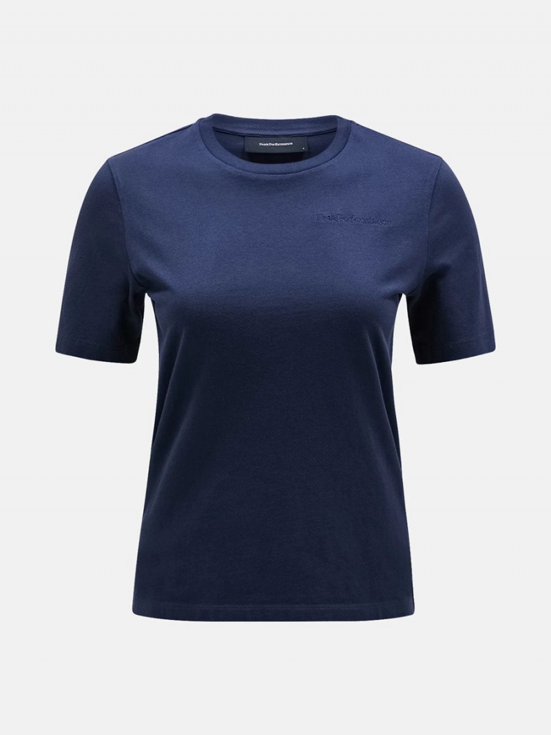 Peak Performance Original Small Logo Women\'s T-Shirt Navy | HKH50-705