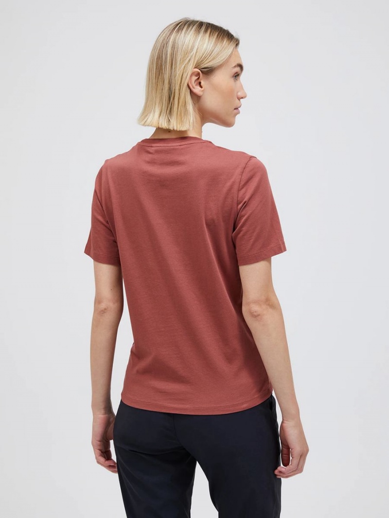 Peak Performance Original Small Logo Women's T-Shirt Burgundy | ROI82-354