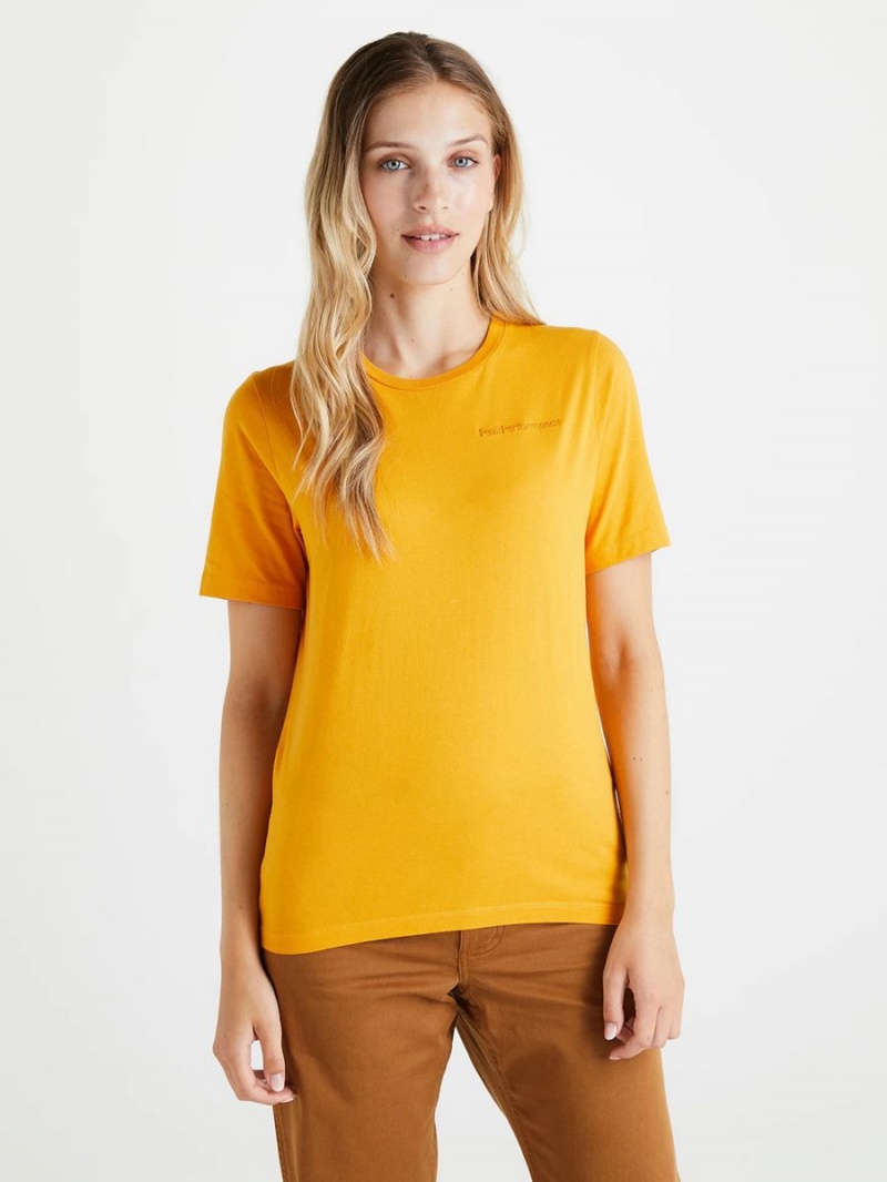 Peak Performance Original Small Logo Women's T-Shirt Yellow | PJN15-847