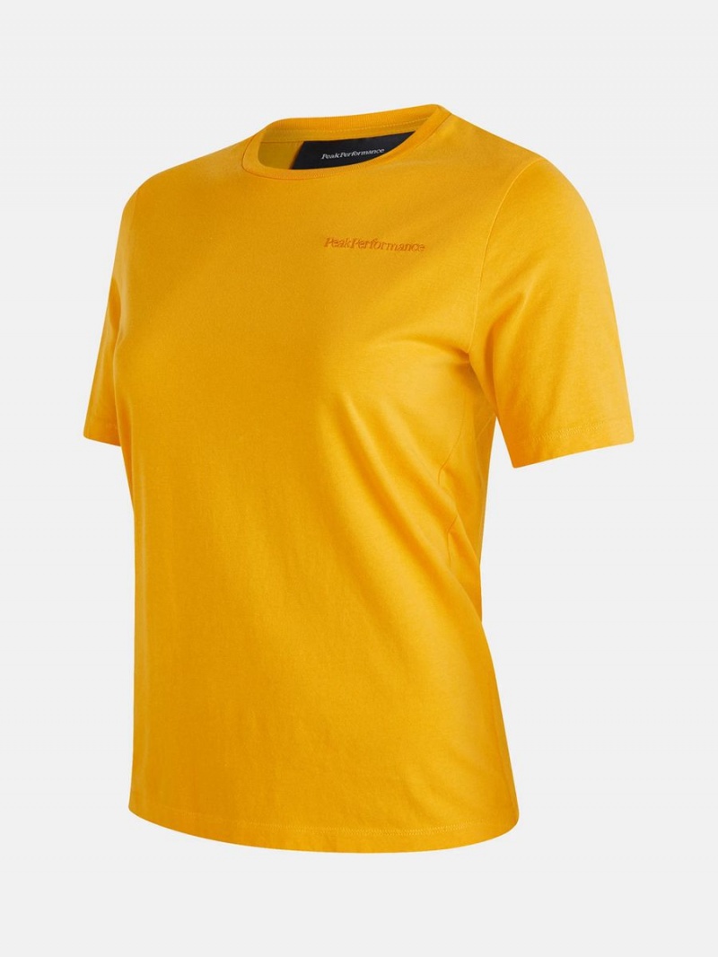 Peak Performance Original Small Logo Women's T-Shirt Yellow | PJN15-847