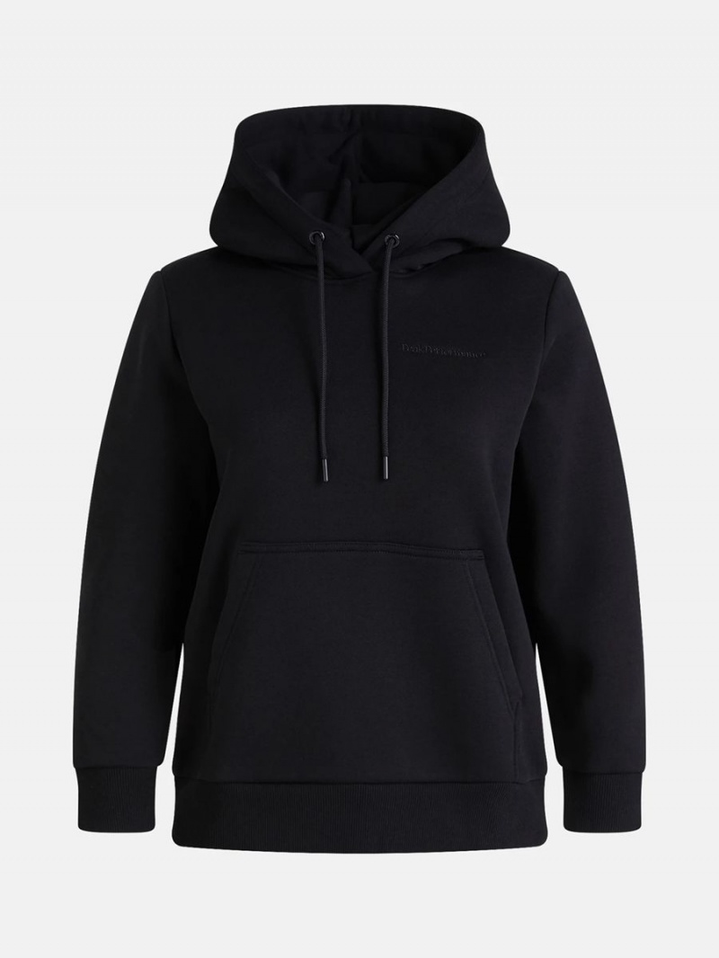 Peak Performance Original Small Logo Women\'s Hoodie Black | QDS48-768