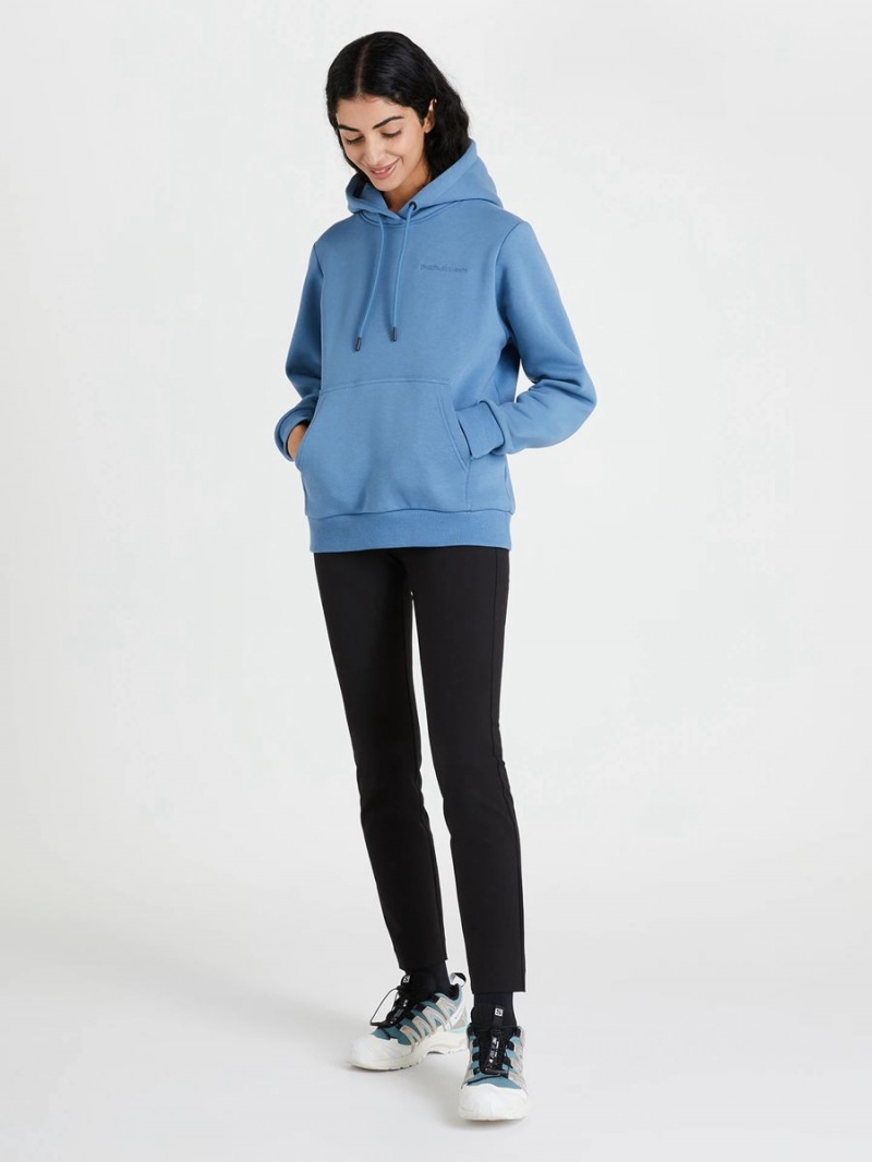 Peak Performance Original Small Logo Women's Hoodie Blue | XDK73-088