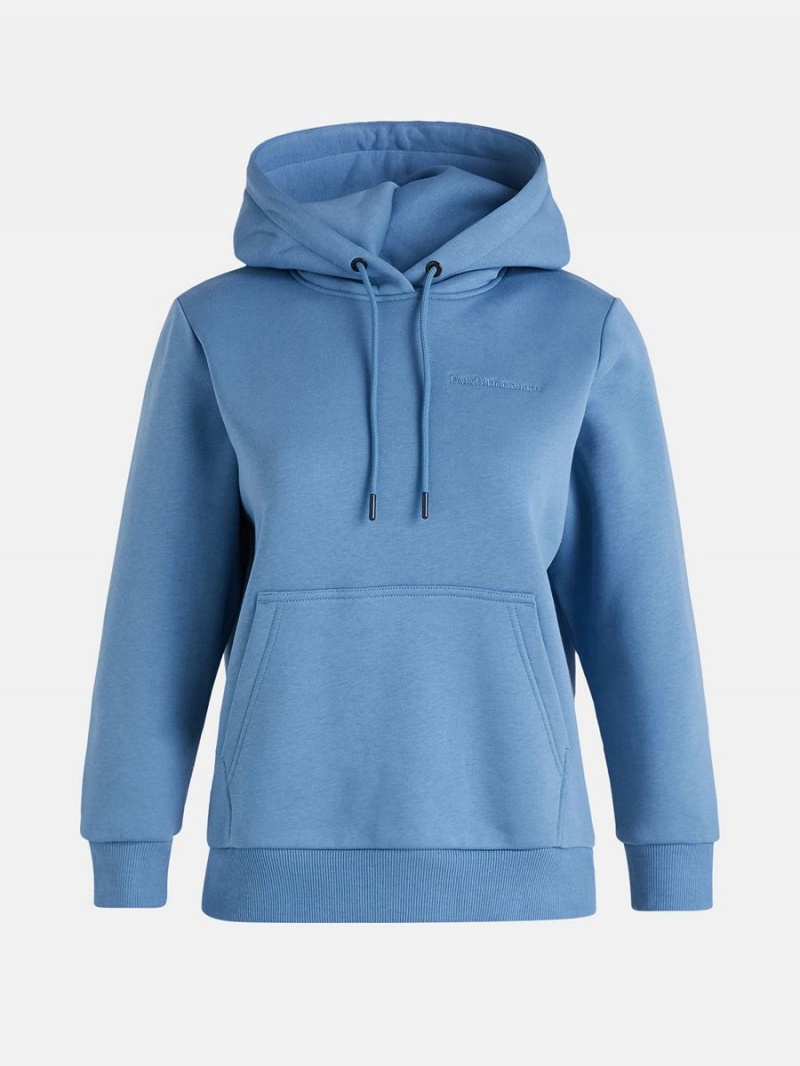 Peak Performance Original Small Logo Women\'s Hoodie Blue | XDK73-088