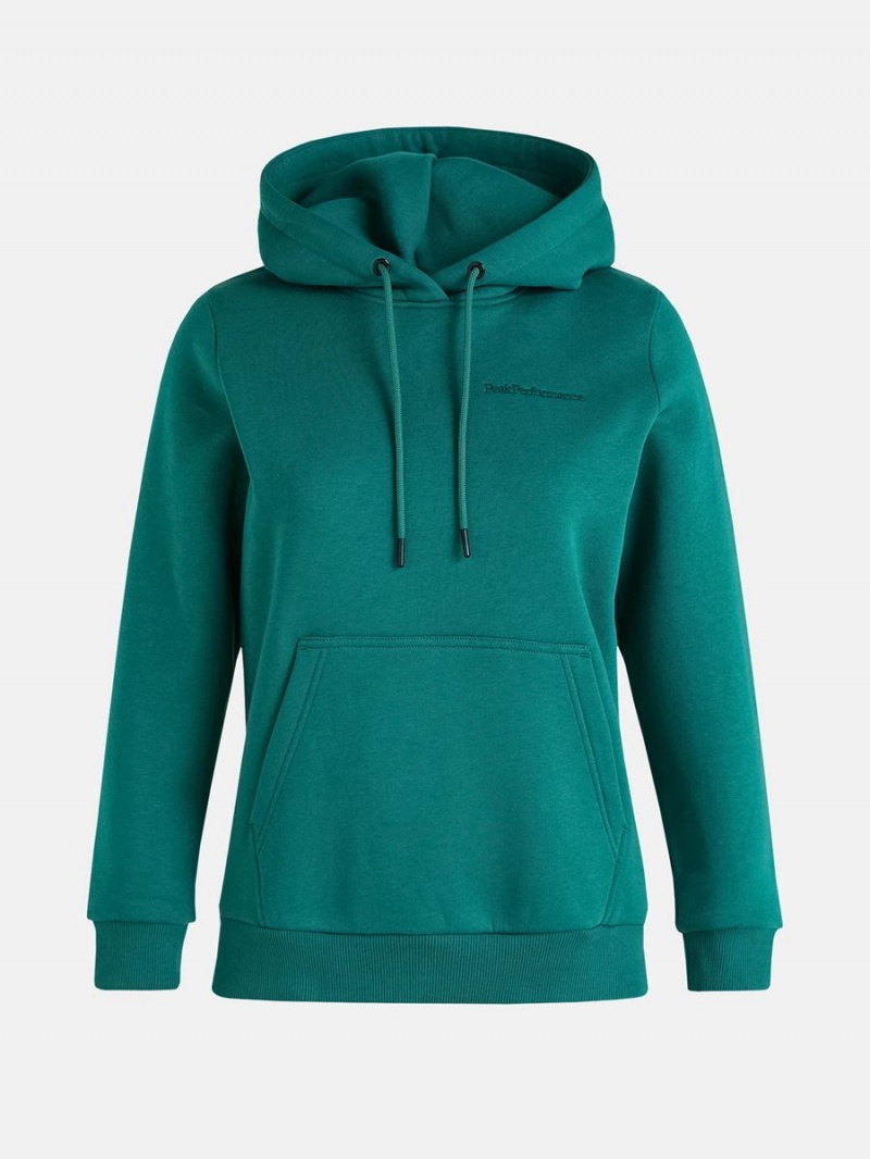 Peak Performance Original Small Logo Women\'s Hoodie Green | HHV83-124