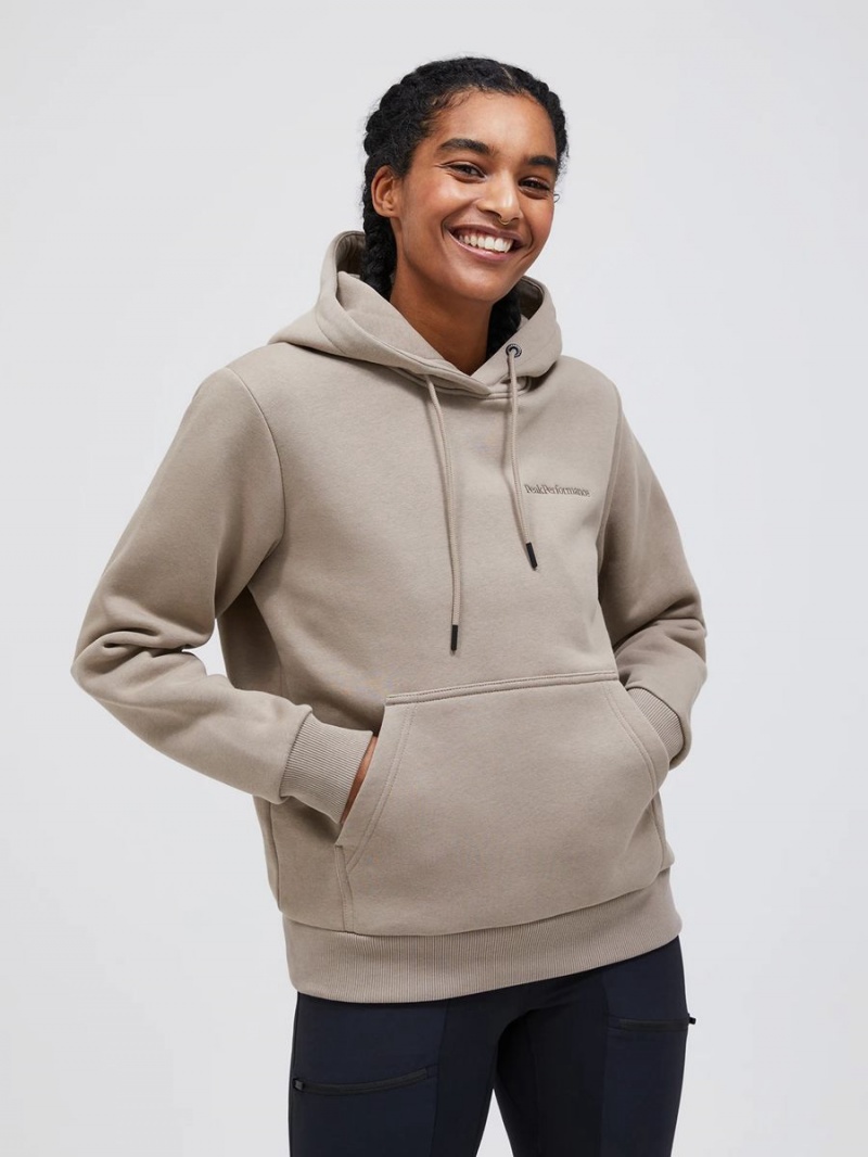 Peak Performance Original Small Logo Women's Hoodie Beige | UOT78-788